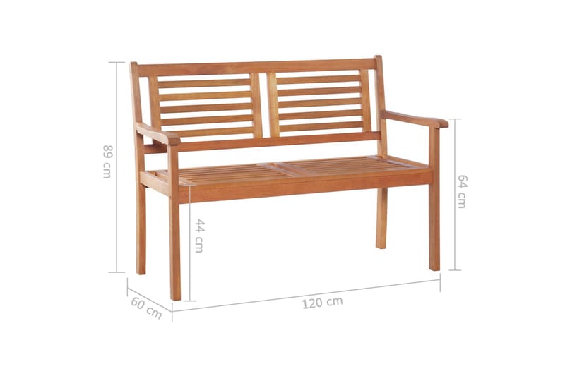 2-istuttava Puutarhapenkki 120 cm eukalyptuspuu - Ruskea - Puutarhakalusteet - Ulkosohva & puutarhapenkki - Puutarhapenkki & ulkopenkki