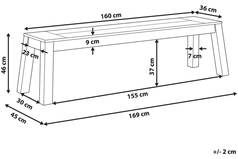3:n ist Penkki Coteto 160 cm - Akaasia - Puutarhakalusteet - Ulkosohva & puutarhapenkki - Puutarhapenkki & ulkopenkki