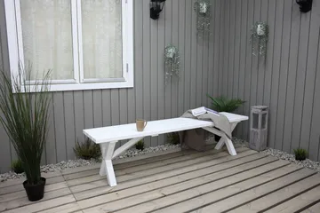 Istuinpenkki Scottsdale 180 cm - Valkoinen - Puutarhakalusteet - Ulkosohva & puutarhapenkki - Puutarhapenkki & ulkopenkki