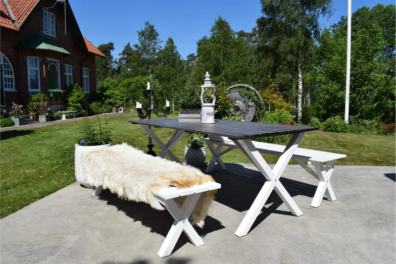 Istuinpenkki Scottsdale 180 cm - Valkoinen - Puutarhakalusteet - Ulkosohva & puutarhapenkki - Puutarhapenkki & ulkopenkki