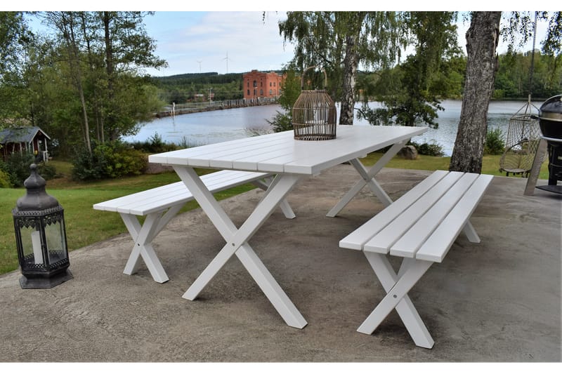Istuinpenkki Scottsdale 180 cm - Valkoinen - Puutarhakalusteet - Ulkosohva & puutarhapenkki - Puutarhapenkki & ulkopenkki