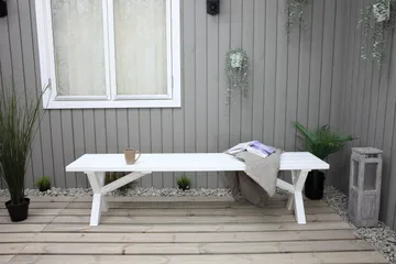 Istuinpenkki Scottsdale 180 cm - Valkoinen - Puutarhakalusteet - Ulkosohva & puutarhapenkki - Puutarhapenkki & ulkopenkki