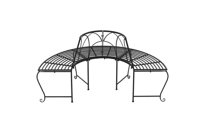 Puolipyöreä puunympäryspenkki 159 cm musta teräs - Musta - Puutarhapenkki & ulkopenkki