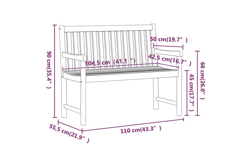 Puutarhapenkki 110 cm täysi akaasiapuu - Ruskea - Puutarhapenkki & ulkopenkki