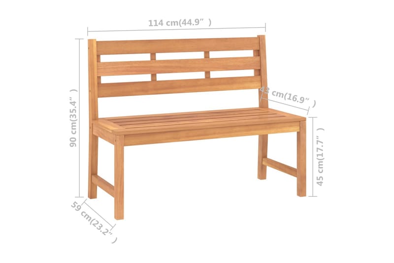 Puutarhapenkki 114 cm täysi tiikki - Ruskea - Puutarhapenkki & ulkopenkki