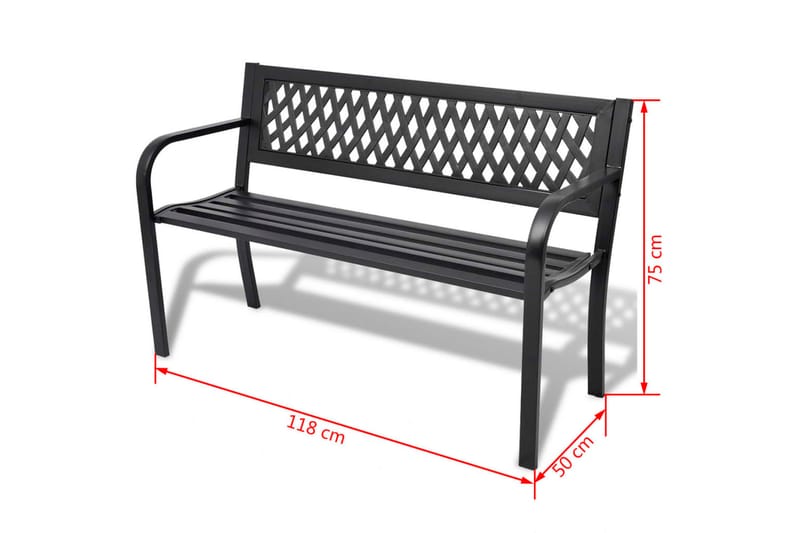 Puutarhapenkki 118 cm teräs musta - Musta - Puutarhakalusteet - Ulkosohva & puutarhapenkki - Puutarhapenkki & ulkopenkki
