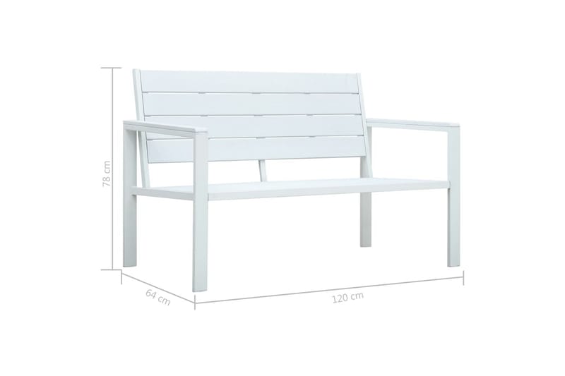 Puutarhapenkki 120 cm HDPE valkoinen puun näköinen - Valkoinen - Puutarhakalusteet - Ulkosohva & puutarhapenkki - Puutarhapenkki & ulkopenkki