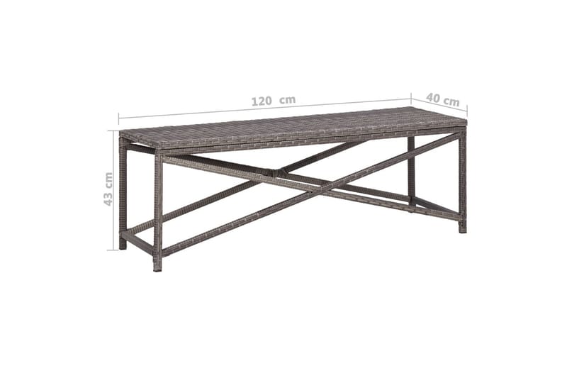 Puutarhapenkki 120 cm polyrottinki harmaa - Harmaa - Puutarhakalusteet - Ulkosohva & puutarhapenkki - Puutarhapenkki & ulkopenkki