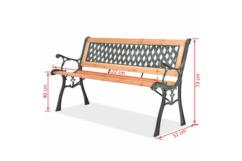 Puutarhapenkki 122 cm puu - Ruskea - Puutarhakalusteet - Ulkosohva & puutarhapenkki - Puutarhapenkki & ulkopenkki