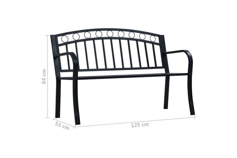Puutarhapenkki 125 cm musta teräs - Musta - Puutarhakalusteet - Ulkosohva & puutarhapenkki - Puutarhapenkki & ulkopenkki