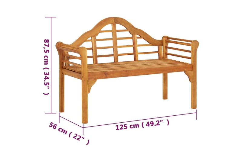 Puutarhapenkki 125 cm täysi akaasiapuu - Ruskea - Puutarhapenkki & ulkopenkki