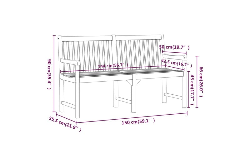 Puutarhapenkki 150 cm täysi akaasiapuu - Ruskea - Puutarhapenkki & ulkopenkki