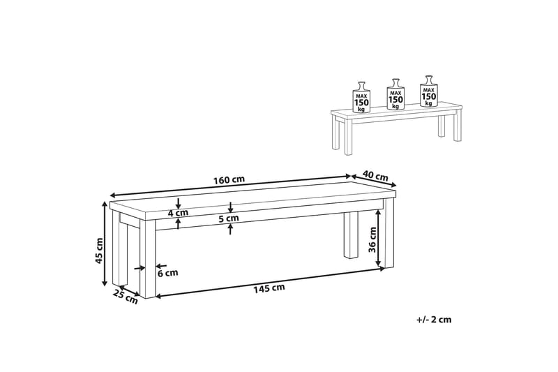 Puutarhapenkki 160 cm Harmaa OSTUNI - Harmaa - Puutarhakalusteet - Ulkosohva & puutarhapenkki - Puutarhapenkki & ulkopenkki