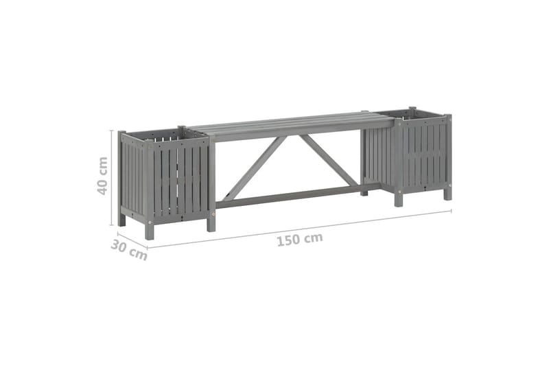 Puutarhapenkki 2 kukkalaatikolla 150 cm - Harmaa - Puutarhapenkki & ulkopenkki