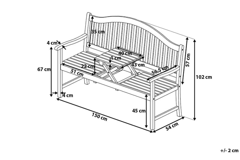 Puutarhapenkki Hilo 150 cm - Puutarhapenkki & ulkopenkki