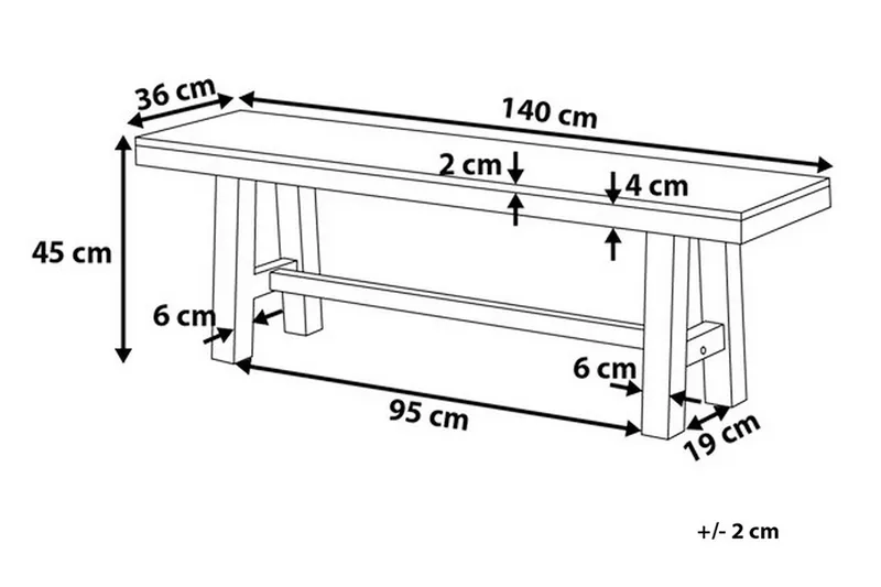 Puutarhapenkki Scania 140 cm - Puu/Luonnonväri - Puutarhakalusteet - Ulkosohva & puutarhapenkki - Puutarhapenkki & ulkopenkki
