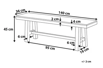 Puutarhapenkki Scania 140 cm - Puu/Luonnonväri - Puutarhakalusteet - Ulkosohva & puutarhapenkki - Puutarhapenkki & ulkopenkki