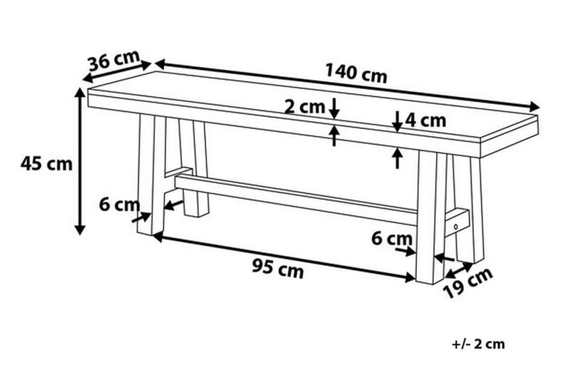 Puutarhapenkki Scania 140 cm - Puu/Luonnonväri - Puutarhapenkki & ulkopenkki