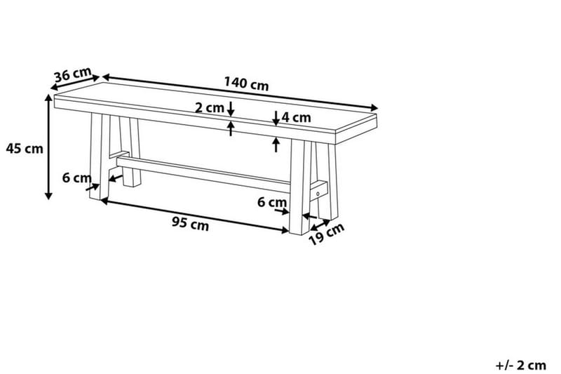 Puutarhapenkki Scania 140 cm - Puu/Luonnonväri - Puutarhakalusteet - Ulkosohva & puutarhapenkki - Puutarhapenkki & ulkopenkki