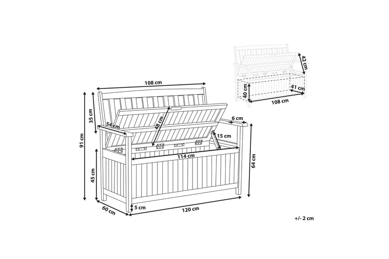 Puutarhapenkki Senija Säilytyksellä - Ruskea - Puutarhakalusteet - Ulkosohva & puutarhapenkki - Puutarhapenkki & ulkopenkki