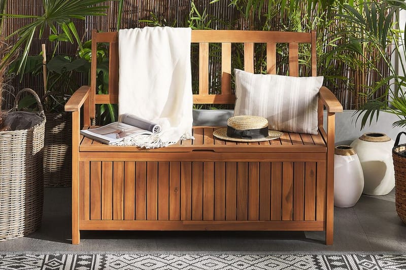 Puutarhapenkki Senija Säilytyksellä - Ruskea - Puutarhakalusteet - Ulkosohva & puutarhapenkki - Puutarhapenkki & ulkopenkki