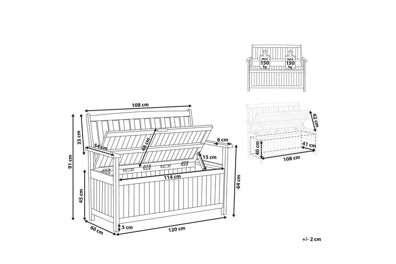 Puutarhapenkki Sovana 120 cm Akaasia Terrakotta - Puu/Luonnonväri - Puutarhapenkki & ulkopenkki