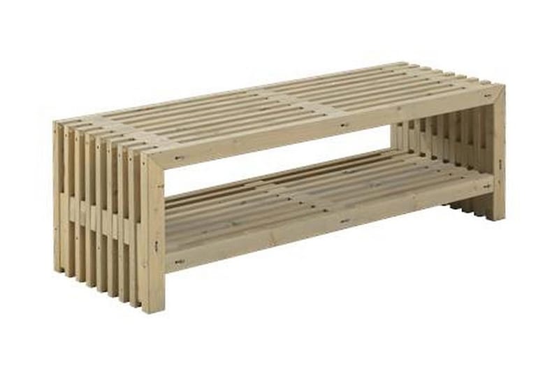 Rustik Rimapenkki Design 138x49x45cm hyllyllä - ajopuu - Puutarhakalusteet - Ulkosohva & puutarhapenkki - Puutarhapenkki & ulkopenkki