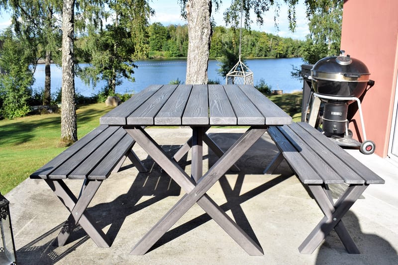 Scottsdale Ruokailuryhmä 150 cm + 4 Kungshamn tuolia Shabby - KWA - Puutarhakalusteet - Ulkoryhmä - Ruokailuryhmät ulos