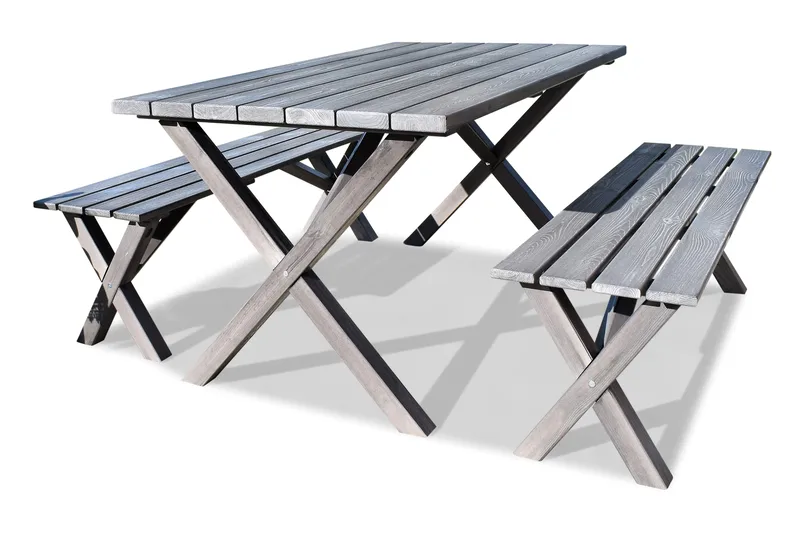 Scottsdale Ruokailuryhmä 150 cm + 4 Kungshamn tuolia Shabby - KWA - Puutarhakalusteet - Ulkoryhmä - Ruokailuryhmät ulos