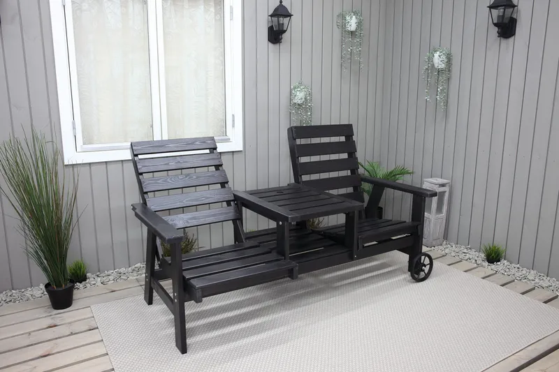Ulkopenkki KIngdom 177 cm - Musta - Puutarhakalusteet - Ulkosohva & puutarhapenkki - Puutarhapenkki & ulkopenkki