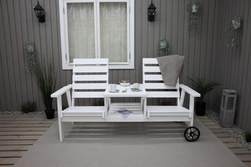 Ulkopenkki KIngdom 177 cm - Valkoinen - Puutarhakalusteet - Ulkosohva & puutarhapenkki - Puutarhapenkki & ulkopenkki