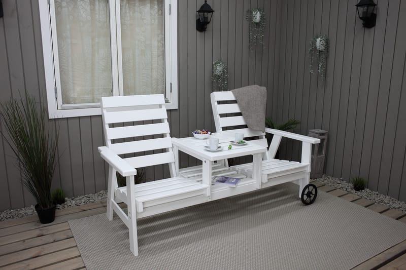 Ulkopenkki KIngdom 177 cm - Valkoinen - Puutarhakalusteet - Ulkosohva & puutarhapenkki - Puutarhapenkki & ulkopenkki