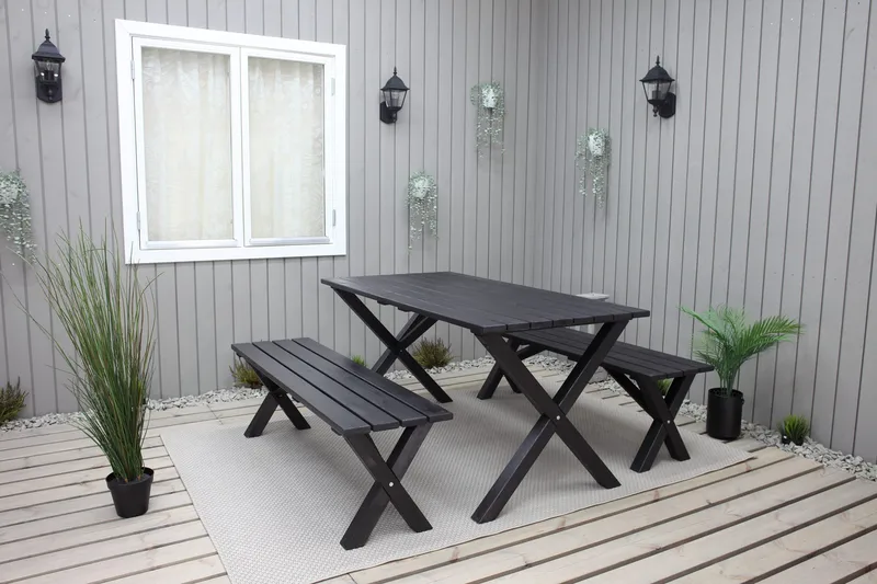 Ulkopenkki Lietinna 180 cm - Musta - Puutarhakalusteet - Ulkosohva & puutarhapenkki - Puutarhapenkki & ulkopenkki