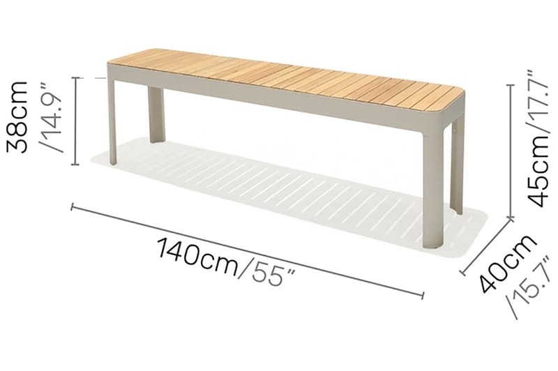 Ulkopenkki Portals 143 cm - Valkoinen/Puu - Puutarhapenkki & ulkopenkki