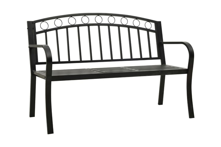 Puutarhapenkki pöydällä 125 cm teräs musta - Musta - Puutarhapenkki & ulkopenkki