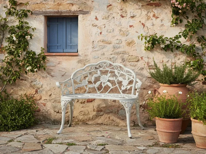 Puutarhapenkki Piura 88 cm Alumiini - Valkoinen - Puutarhakalusteet - Ulkosohva & puutarhapenkki - Puutarhapenkki & ulkopenkki