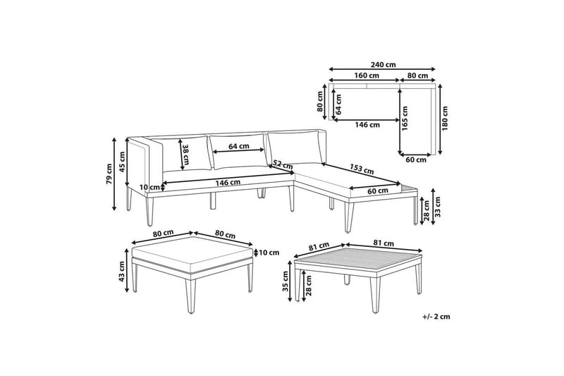 Puutarhasohvaryhmä pöydällä 3-istuttava Bracciano - Puutarhakalusteet - Terassiryhmät - Oleskeluryhmät