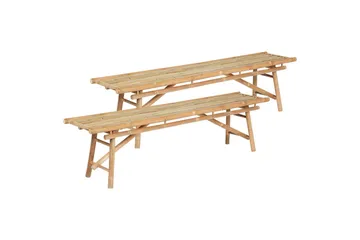 Set med 2 trädgårdsbänkar Beliani Tindari Light wood - Puutarhakalusteet - Ulkosohva & puutarhapenkki - Puutarhapenkki & ulkopenkki