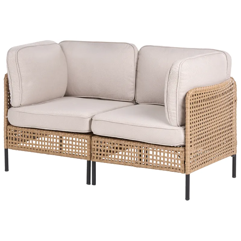 Sohva ulos 2-istuttava Omegana polyrottinki - Beige/musta - Puutarhakalusteet - Parveke - Parvekekalusteet - Parvekesohva