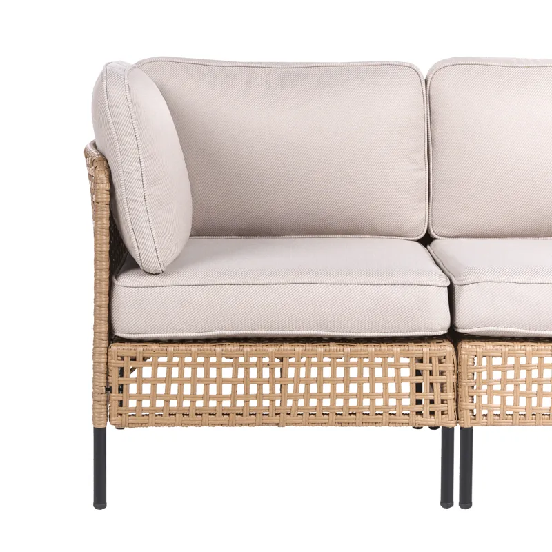 Sohva ulos 2-istuttava Omegana polyrottinki - Beige/musta - Puutarhakalusteet - Parveke - Parvekekalusteet - Parvekesohva