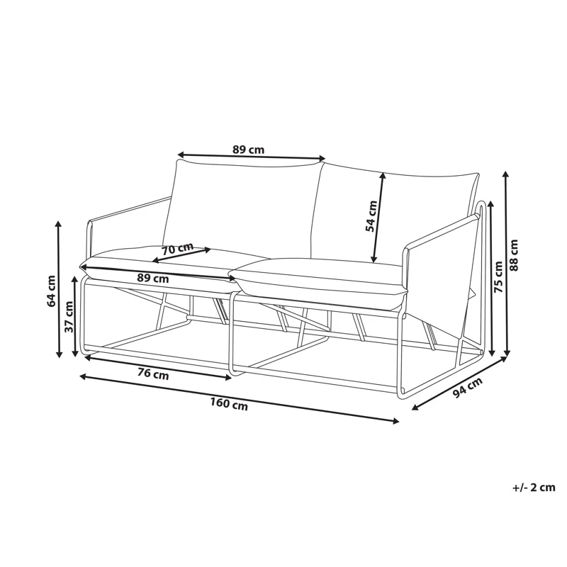 Sohva ulos 2-istuttava Ponte - Harmaa - Puutarhakalusteet - Parveke - Parvekekalusteet - Parvekesohva