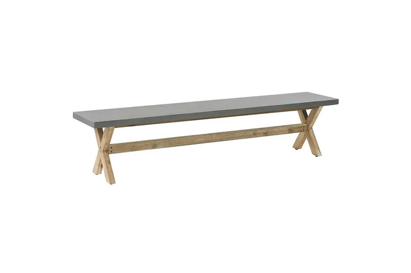 Trädgårdsbänk Beliani Olbia Grå/ljust trä Grey||Light wood - Puutarhakalusteet - Ulkosohva & puutarhapenkki - Puutarhapenkki & ulkopenkki