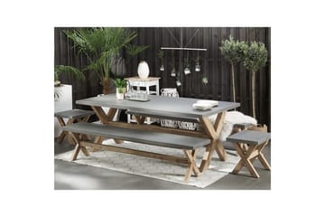 Trädgårdsbänk Beliani Olbia Grå/ljust trä Grey||Light wood - Puutarhakalusteet - Ulkosohva & puutarhapenkki - Puutarhapenkki & ulkopenkki