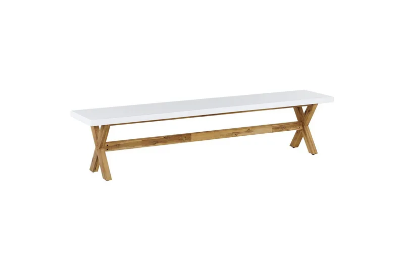 Trädgårdsbänk Beliani Olbia Grå/ljust trä White||Light wood - Puutarhakalusteet - Ulkosohva & puutarhapenkki - Puutarhapenkki & ulkopenkki