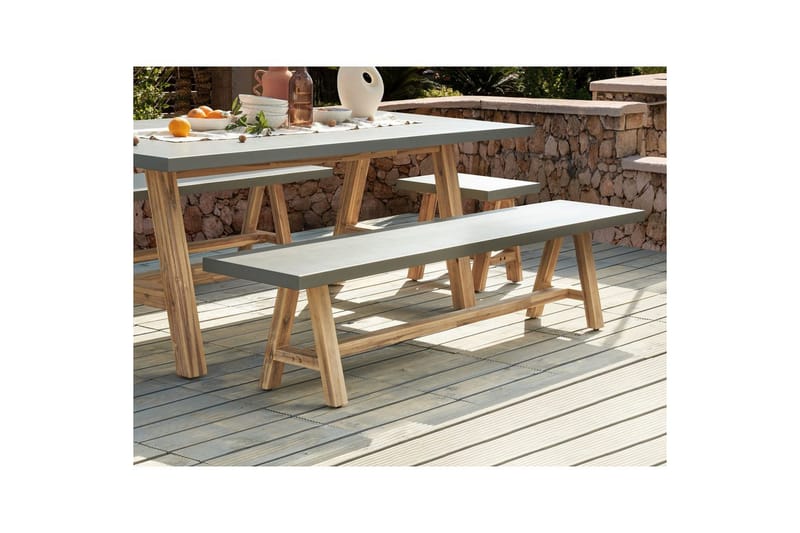 Trädgårdsbänk Beliani Tonnare Grey||Light wood - Puutarhakalusteet - Ulkosohva & puutarhapenkki - Puutarhapenkki & ulkopenkki