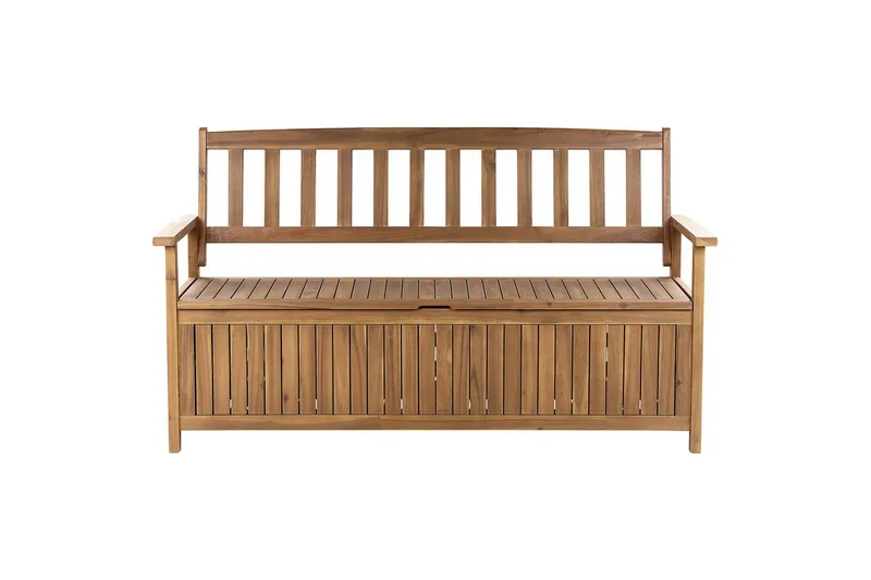 Trädgårdsbänk med dyna Beliani Sovana Ljus trä/beige/grå, 160 cm Light wood||Red - Puutarhakalusteet - Ulkosohva & puutarhapenkki - Puutarhapenkki & ulkopenkki