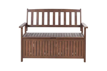 Trädgårdsbänk med dyna Beliani Sovana Mörk trä/vit, 120 cm Dark wood||Grey - Puutarhakalusteet - Ulkosohva & puutarhapenkki - Puutarhapenkki & ulkopenkki