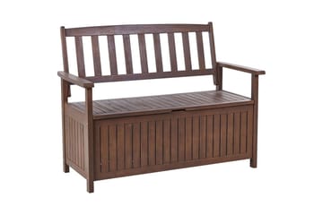 Trädgårdsbänk med dyna Beliani Sovana Mörk trä/vit, 120 cm Dark wood||Red - Puutarhakalusteet - Ulkosohva & puutarhapenkki - Puutarhapenkki & ulkopenkki