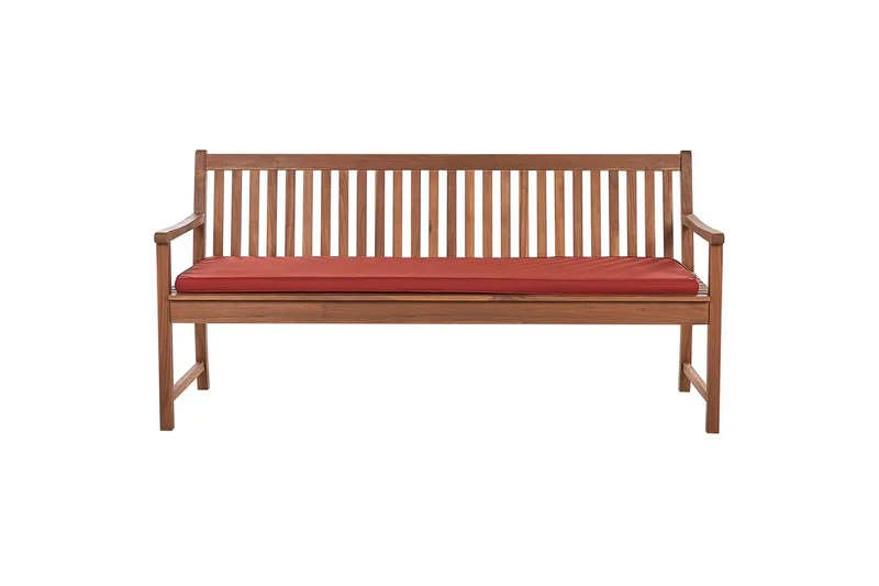 Trädgårdsbänk med dyna Beliani Vivara Light wood||Red - Puutarhakalusteet - Ulkosohva & puutarhapenkki - Puutarhapenkki & ulkopenkki