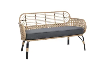 Trädgårdsbänk med dyna Beliani Pratello Natural||Beige||Grey||Black - Puutarhakalusteet - Ulkosohva & puutarhapenkki - Puutarhasohva